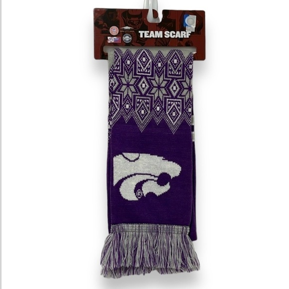 K State Wildcats Scarf Forever Collectibles Purple Gray Knit Winter Sweater - Picture 1 of 12